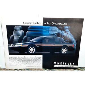 Vintage 1989 Mercury Cougar XR7 Print Ad Supercharged Engine Ford Lincoln